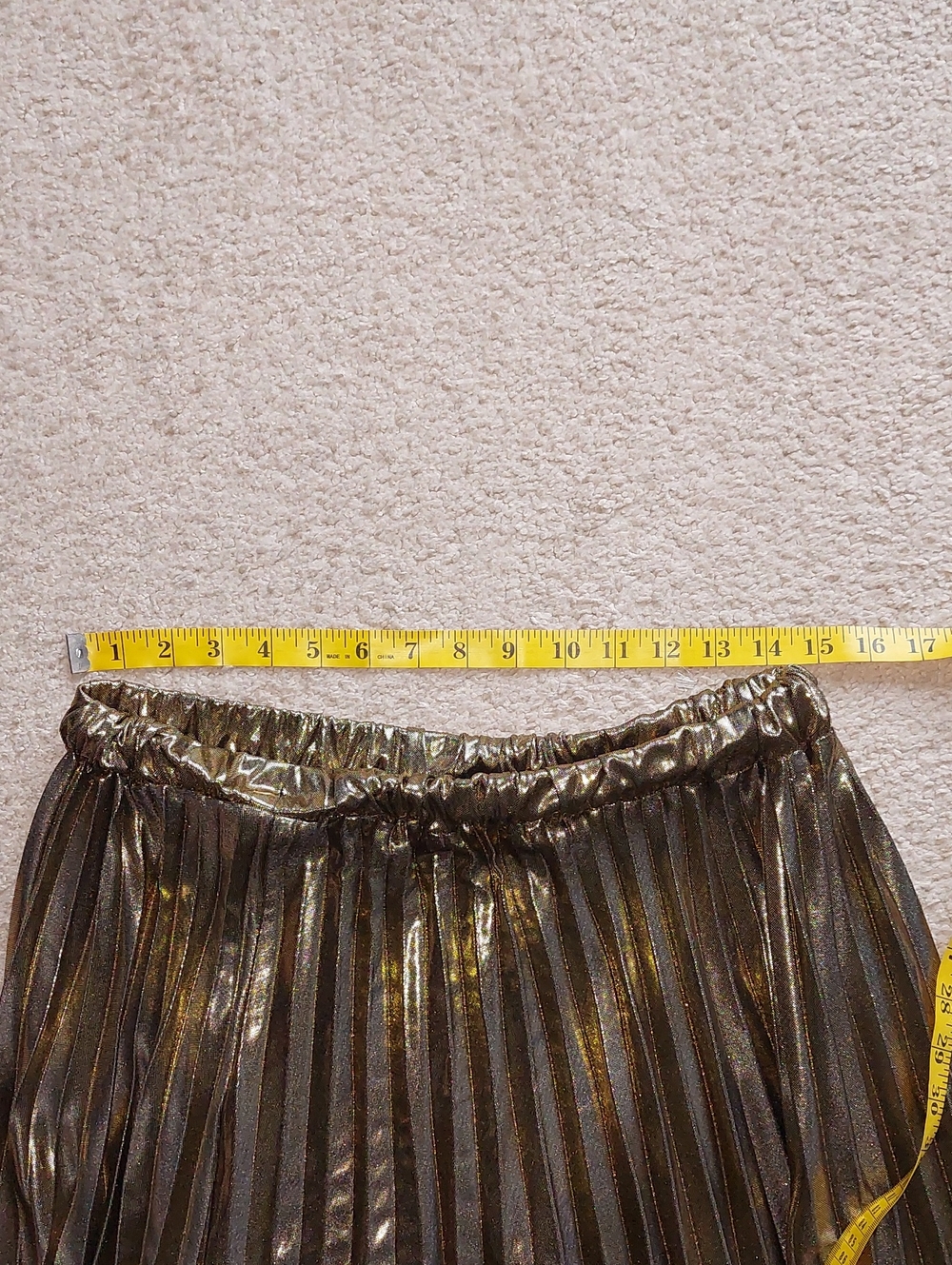 Gold Metallic Pleated Midi Skirt Sz 2x - Picture 7 of 9